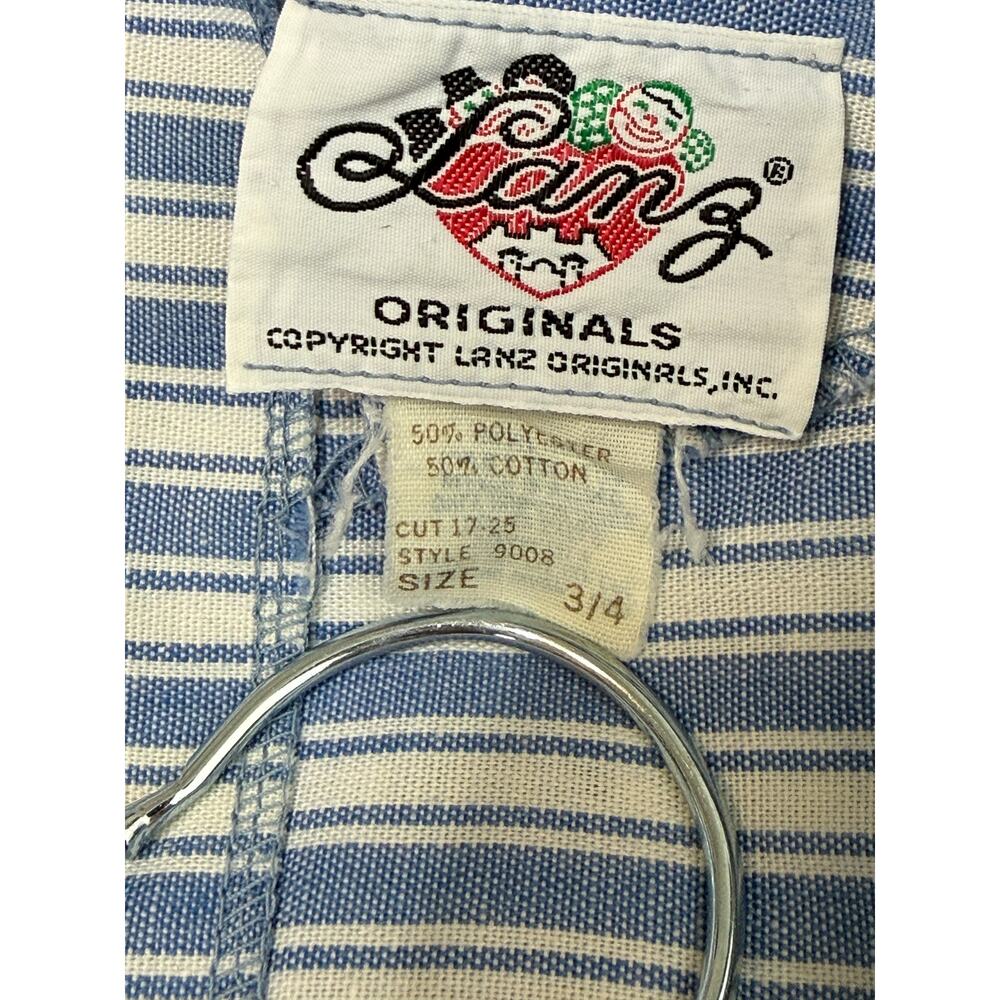Vintage Lanz Originals Prairie Dress Set Blue Stripe Cottagecore XS 3/4 - Picture 6 of 11